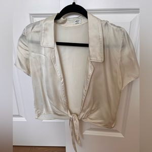Aritzia Wilfred Tie front blouse short sleeve XS